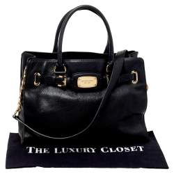 Pre Owned MICHAEL Michael Kors Black Leather Hamilton East West Tote