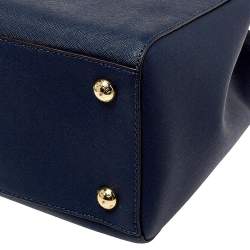 Pre Owned MICHAEL Michael Kors Navy Blue Leather Large Cynthia Tote