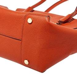 Pre Owned MICHAEL Michael Kors Orange Grained Leather Large Mercer Tote