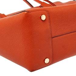 Pre Owned MICHAEL Michael Kors Orange Grained Leather Large Mercer Tote