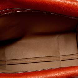 Pre Owned MICHAEL Michael Kors Orange Grained Leather Large Mercer Tote