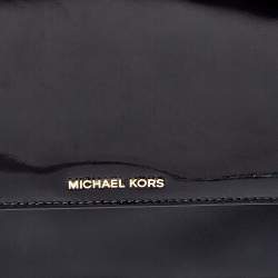 Pre Owned MICHAEL Michael Kors Black Leather and Patent Leather Daniela Crossbody Bag