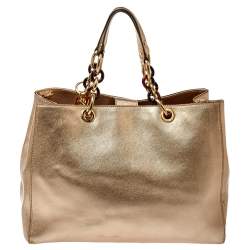 MICHAEL Michael Kors Gold Saffiano Leather Large Cynthia Tote