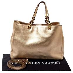 MICHAEL Michael Kors Gold Saffiano Leather Large Cynthia Tote