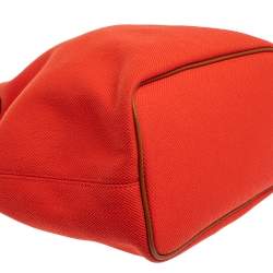 Pre Owned Michael Michael Kors Red Canvas and Leather Marina Drawstring Bucket Bag