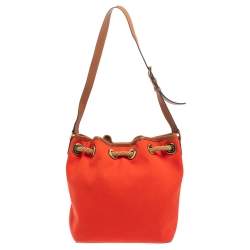 Pre Owned Michael Michael Kors Red Canvas and Leather Marina Drawstring Bucket Bag