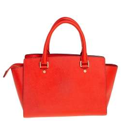 Pre Owned MICHAEL Michael Kors Red Saffiano Leather Medium Selma Tote