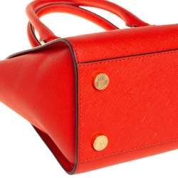 Pre Owned MICHAEL Michael Kors Red Saffiano Leather Medium Selma Tote
