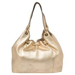 مملوكة مسبقًا MICHAEL Michael Kors Gold Leather Camden Drawstring Hobo
