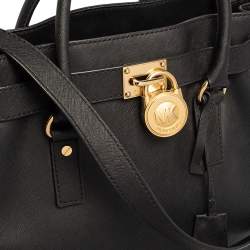 Pre Owned MICHAEL Michael Kors Black Leather Hamilton North South Tote
