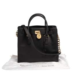 Pre Owned MICHAEL Michael Kors Black Leather Hamilton North South Tote