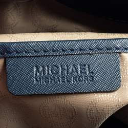 Pre Owned MICHAEL Michael Kors Blue/White Leather Large Hamilton North South Tote