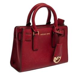 Pre Owned MICHAEL Michael Kors Dark Red Saffiano Leather Mini Dillon Tote