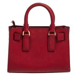 Pre Owned MICHAEL Michael Kors Dark Red Saffiano Leather Mini Dillon Tote