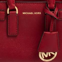 Pre Owned MICHAEL Michael Kors Dark Red Saffiano Leather Mini Dillon Tote