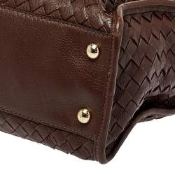 Pre Owned حقيبة مايكل مايكل كورس هاميلتون نورث ساوث جلد بني داكن مغزول كبيرة