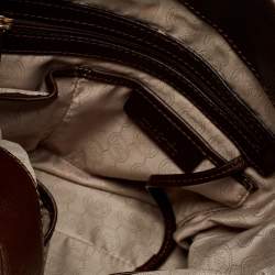 Pre Owned حقيبة مايكل مايكل كورس هاميلتون نورث ساوث جلد بني داكن مغزول كبيرة