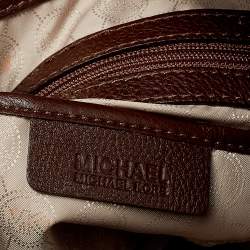 Pre Owned حقيبة مايكل مايكل كورس هاميلتون نورث ساوث جلد بني داكن مغزول كبيرة