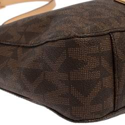 MICHAEL Michael Kors Brown Signature Coated Canvas and Leather Jet Set Travel Messenger Bag