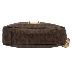 MICHAEL Michael Kors Brown Signature Coated Canvas and Leather Jet Set Travel Messenger Bag