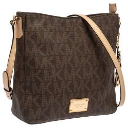 MICHAEL Michael Kors Brown Signature Coated Canvas and Leather Jet Set Travel Messenger Bag