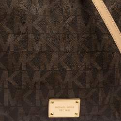 MICHAEL Michael Kors Brown Signature Coated Canvas and Leather Jet Set Travel Messenger Bag