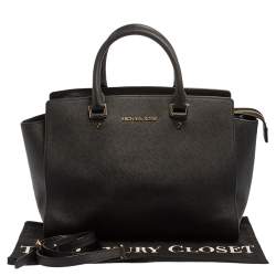 Pre Owned MICHAEL Michael Kors Black Saffiano Leather Large Selma Tote