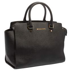 Pre Owned MICHAEL Michael Kors Black Saffiano Leather Large Selma Tote