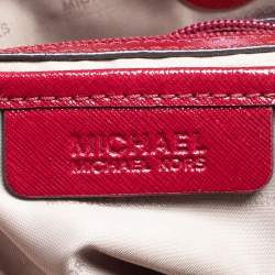 Pre Owned MICHAEL Michael Kors Brown/Red Signature Coated Canvas and Leather Jet Set Tote