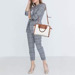 Pre Owned حقيبة مايكل مايكل كورس سيلما كانفاس وجلد أبيض/بني بالشعار