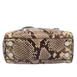 Pre Owned MICHAEL Michael Kors Beige Python Embossed Leather Mini Cynthia Tote