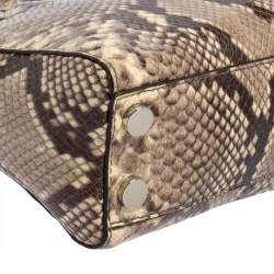Pre Owned MICHAEL Michael Kors Beige Python Embossed Leather Mini Cynthia Tote