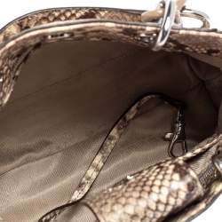 Pre Owned MICHAEL Michael Kors Beige Python Embossed Leather Mini Cynthia Tote