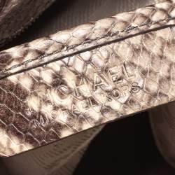 Pre Owned MICHAEL Michael Kors Beige Python Embossed Leather Mini Cynthia Tote