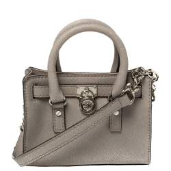 مملوكة مسبقًا MICHAEL Michael Kors Grey Leather Mini Hamilton Crossbody Bag