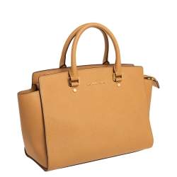 Pre Owned MICHAEL Michael Kors Tan Saffiano Leather Large Selma Tote