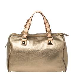 Pre Owned MICHAEL Michael Kors Metallic Gold Leather Large Grayson Satchel
