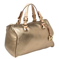 Pre Owned MICHAEL Michael Kors Metallic Gold Leather Large Grayson Satchel