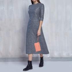 Pre Owned MICHAEL Michael Kors Pink Saffiano Leather Jet Set Double Gusset Wristlet Clutch