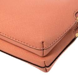 Pre Owned MICHAEL Michael Kors Pink Saffiano Leather Jet Set Double Gusset Wristlet Clutch