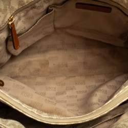 مملوكة مسبقًا MICHAEL Michael Kors Cream Monogram Coated Canvas Double Handle Tote