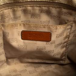 مملوكة مسبقًا MICHAEL Michael Kors Cream Monogram Coated Canvas Double Handle Tote