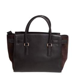 Pre Owned حقيبة يد مايكل مايكل كورس هاميلتون جلد سويدي وفرو العجل بنمط مموه بني   