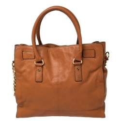 Pre Owned MICHAEL Michael Kors Brown Leather Large Hamilton North South Tote