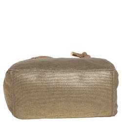 MICHAEL Michael Kors Metallic Beige/Brown Canvas and Leather Large Isla Tote