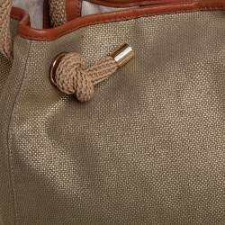 MICHAEL Michael Kors Metallic Beige/Brown Canvas and Leather Large Isla Tote