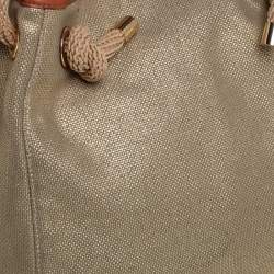MICHAEL Michael Kors Metallic Beige/Brown Canvas and Leather Large Isla Tote