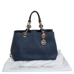 Pre Owned حقيبة مايكل مايكل كورس سينثيا جلد أزرق كحلي منوسطة