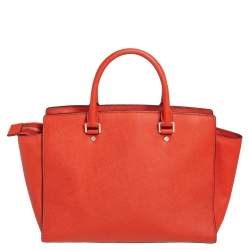 مملوكة مسبقًا MICHAEL Michael Kors Orange Saffiano Leather Large Selma Tote
