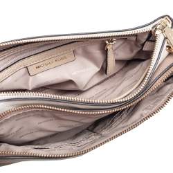 Pre Owned Michael Kors Two Tone Leather Double Zip Crossbody Bag